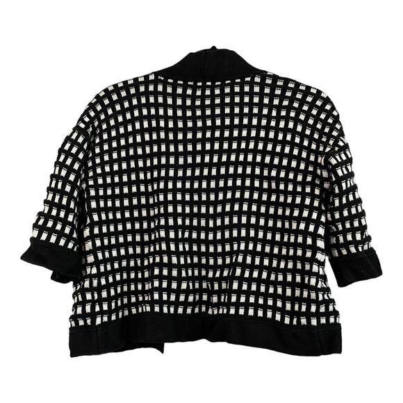 Worthington Womens Size Small Black & White Cropped Cardigan Shrug Sweater - Picture 3 of 9